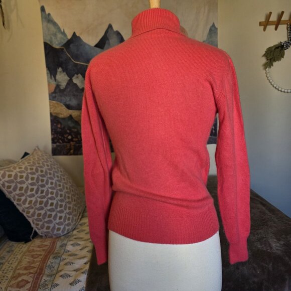 Neiman Marcus 100% Cashmere Turtleneck Sweater M Coral Pink Soft Luxe Knit - Picture 7 of 14